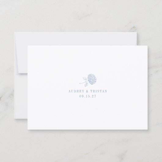 HYDRANGEA Minimalist Wedding QR Code RSVP Card Kaartje (Achterkant)