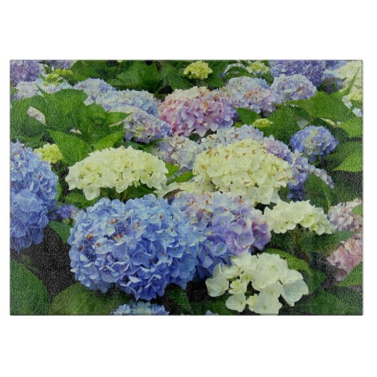 Hydrangea Mix-15x11 GLASS CUTTING BOARD Snijplank (Voorkant)