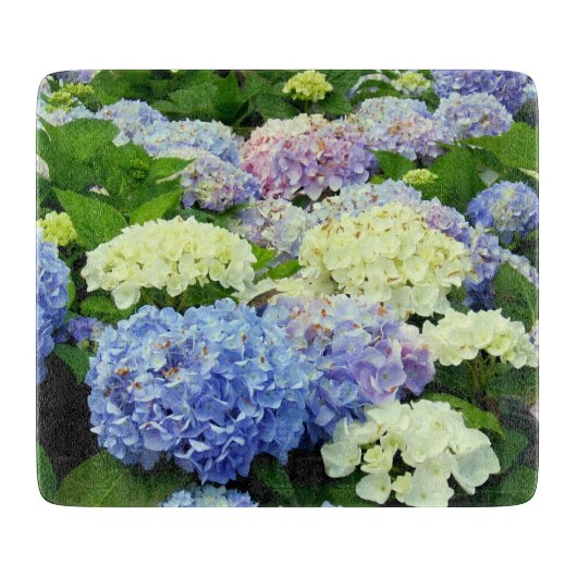 Hydrangea Mix-6x7 GLASS CUTTING BOARD Snijplank (Voorkant)
