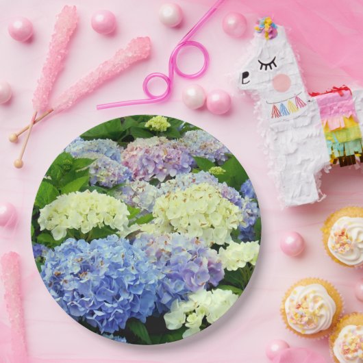 Hydrangea Mix, Borden van Floral Paper Papieren Bordje (Feest)