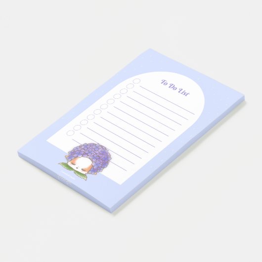 Hydrangea Mochi Rainy Days Paarse Blauwe Bloem Post-it® Notes (Schuin)