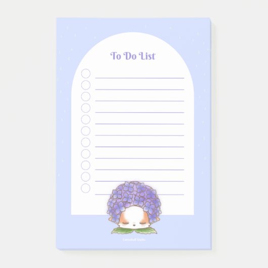 Hydrangea Mochi Rainy Days Paarse Blauwe Bloem Post-it® Notes (Voorkant)