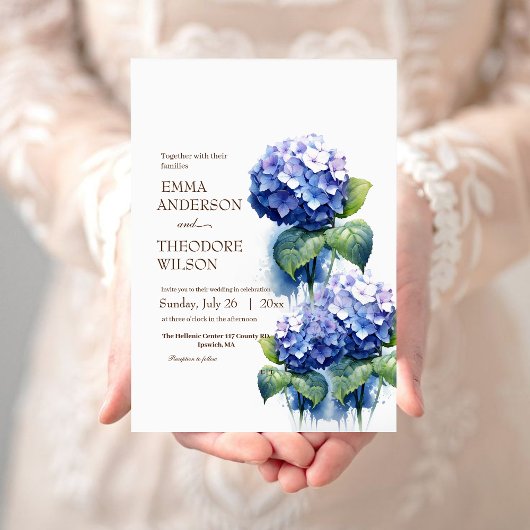 Hydrangea Modern Mooi Bloemen Bruiloft Kaart