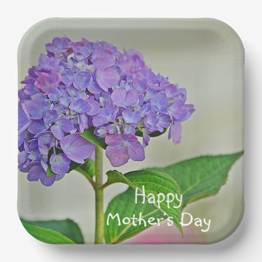 Hydrangea Moederdag Papieren Bordje (Voorkant)