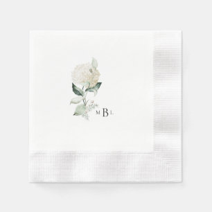 Hydrangea Monogram bruiloft Cocktail Servet