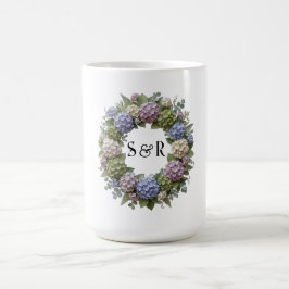 Hydrangea Monogram Bruiloft Koffiemok