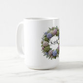 Hydrangea Monogram Bruiloft Koffiemok (Voorkant links)