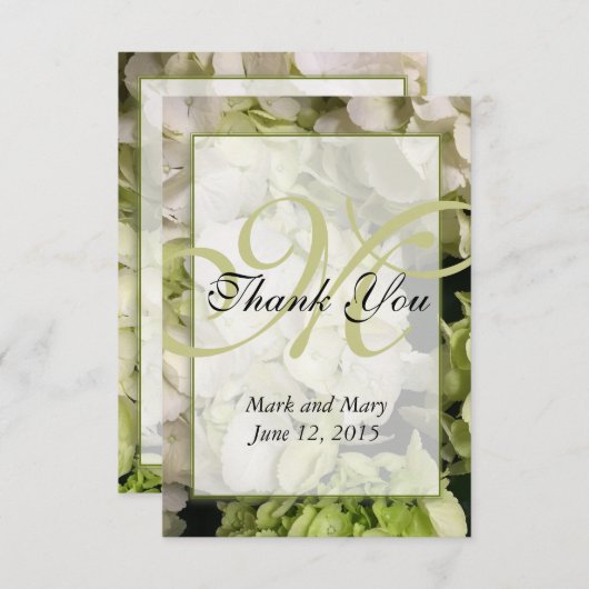 Hydrangea Monogram Gepersonaliseerd Dank u Bedankkaart (Voorkant / Achterkant)