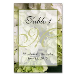 Hydrangea Monogram Gepersonaliseerde Tafel Kaart