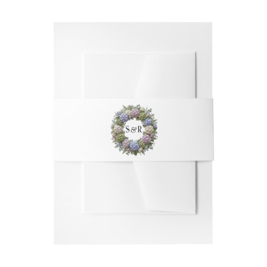 Hydrangea Monogram Krans Bruiloft Uitnodigingen Wikkel (Voorkant Voorbeeld)