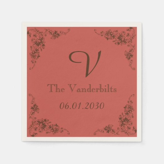  Hydrangea Monogram Trouwservet Servetten (Voorkant)