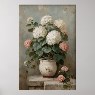 Hydrangea Muur Kunstprint, Antieke Lentewei Poster