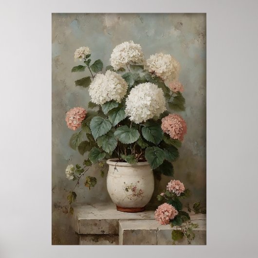 Hydrangea Muur Kunstprint, Antieke Lentewei Poster (Voorkant)
