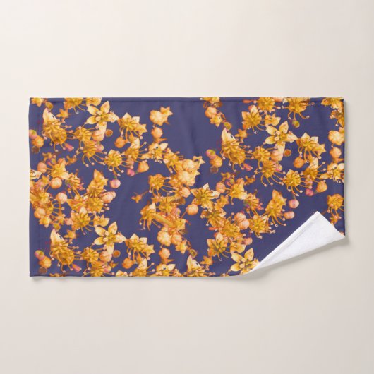 Hydrangea Navy en Sinaasappel Handdoek (Handdoek)