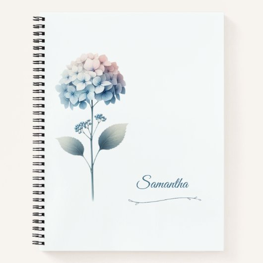 Hydrangea-notitieboek met eigen naam notitieboek (Voorkant)