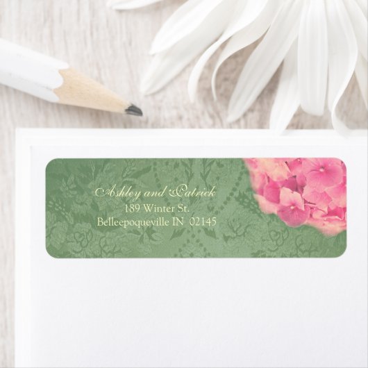 Hydrangea op barokke textuur Adreslabel Etiket (Insitu)