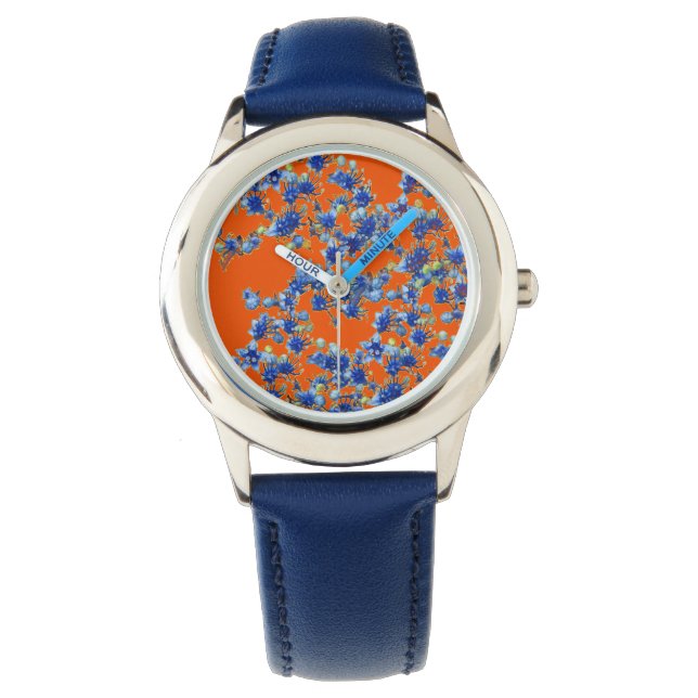 hydrangea oranje en blauw horloge (Voorkant)