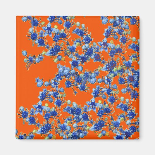 hydrangea oranje en blauw magneet (Voorkant)