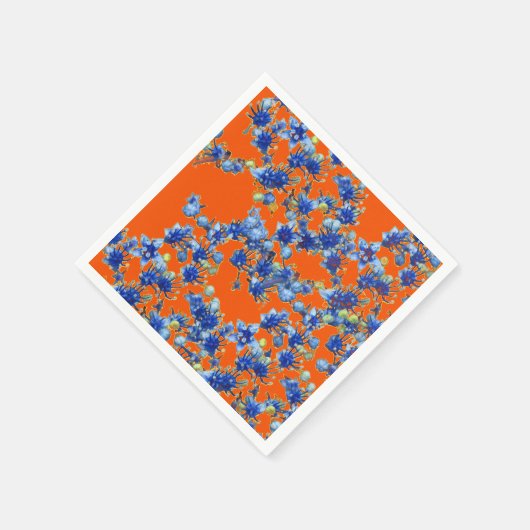 hydrangea oranje en blauw servetten (Hoek)