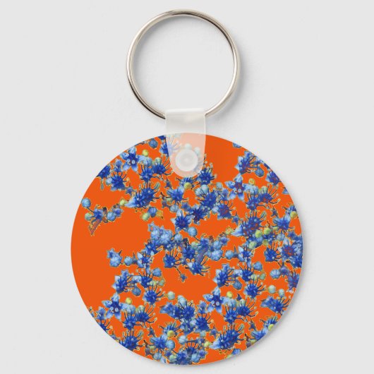 hydrangea oranje en blauw sleutelhanger (Voorkant)