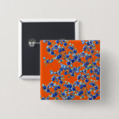 hydrangea oranje en blauw vierkante button 5,1 cm (Voorkant /achterkant)