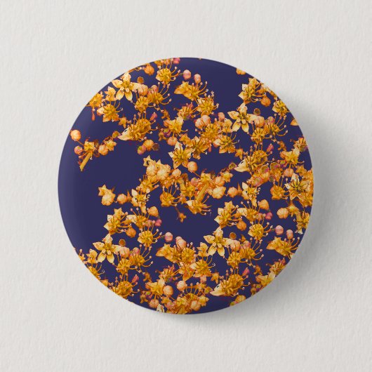 hydrangea oranje en marine ronde button 5,7 cm (Voorkant)