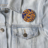 hydrangea oranje en marine ronde button 5,7 cm (In situ)