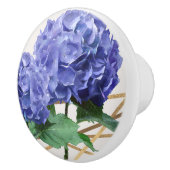 Hydrangea Paars Blue & Gold Elegant Floral Keramische Knop (Rechts)