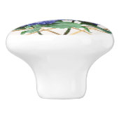 Hydrangea Paars Blue & Gold Elegant Floral Keramische Knop (Zijkant)