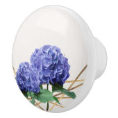 Hydrangea Paars Blue & Gold Elegant Floral Keramische Knop (Rechts)