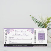 Hydrangea Paars boarding Pass Weduwen Uitnodiging (Staand voorkant)