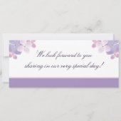 Hydrangea Paars boarding Pass Weduwen Uitnodiging (Achterkant)