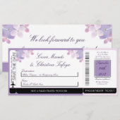 Hydrangea Paars boarding Pass Weduwen Uitnodiging (Voorkant / Achterkant)