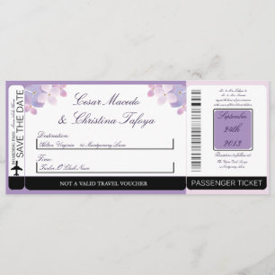 Hydrangea Paars boarding Pass Weduwen Uitnodiging