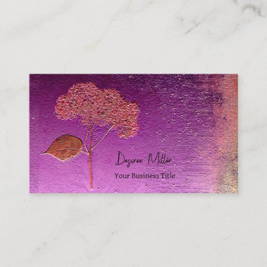 Hydrangea Paars Gold Metallic Floral Visitekaartje (Voorkant)