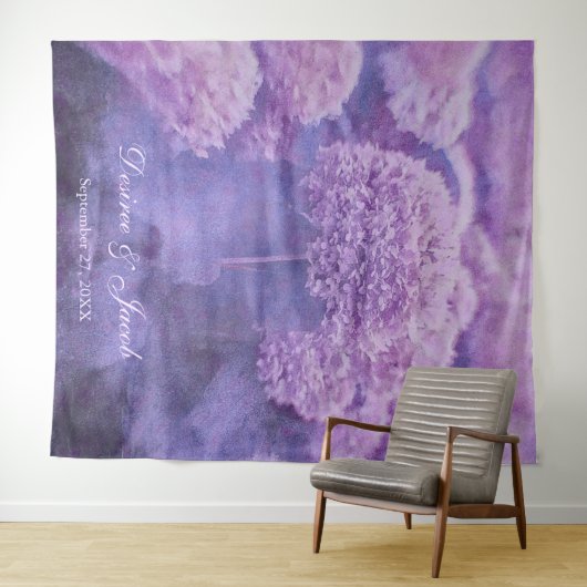 Hydrangea Paarse Bloem Bruiloft Foto Achtergrond Wandkleed (In Situ (horizontaal))