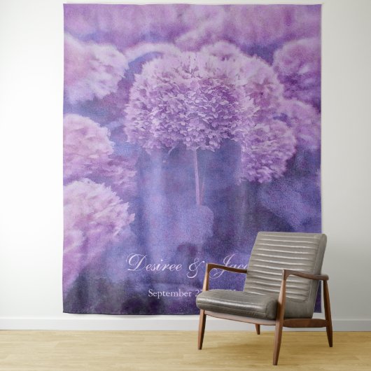 Hydrangea Paarse Bloem Bruiloft Foto Achtergrond Wandkleed (In situ)