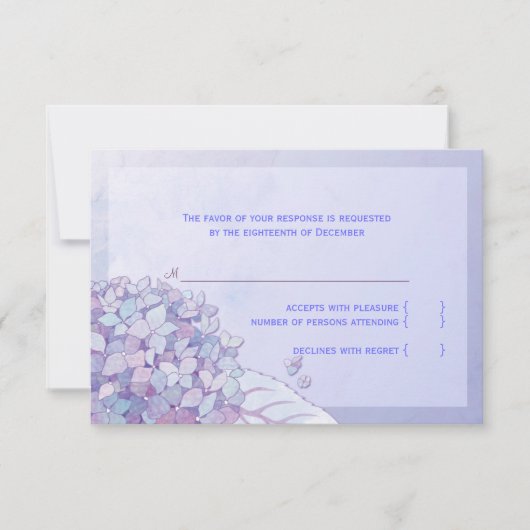 Hydrangea Paarse Floral Wedding RSVP Kaartje (Voorkant)