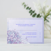 Hydrangea Paarse Floral Wedding RSVP Kaartje (Staand voorkant)
