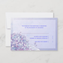 Hydrangea Paarse Floral Wedding RSVP Kaartje