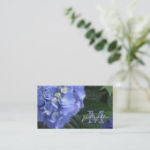 Hydrangea: Paarse monogram Visitekaartjes (Staand voorkant)