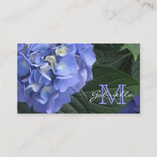 Hydrangea: Paarse monogram Visitekaartjes (Voorkant)