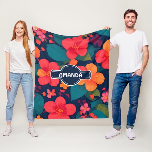 Hydrangea Pastel Kleurrijk Gepersonaliseerd Patroo Fleece Deken (In situ)