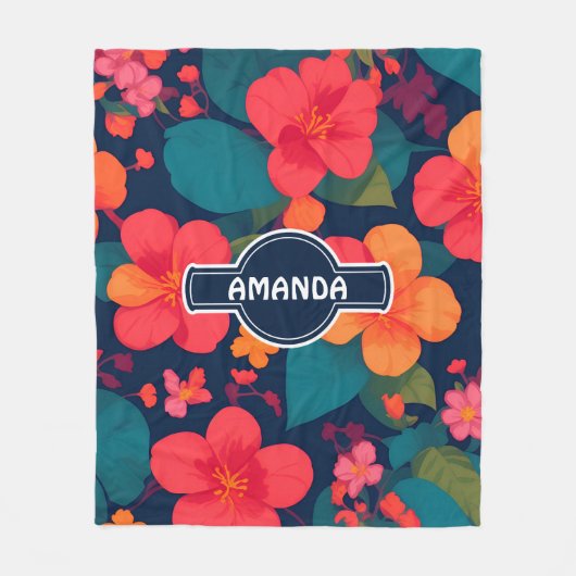 Hydrangea Pastel Kleurrijk Gepersonaliseerd Patroo Fleece Deken (Voorkant)