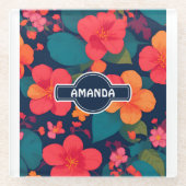 Hydrangea Pastel Kleurrijk Gepersonaliseerd Patroo Glazen Onderzetter (Voorkant)