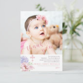 Hydrangea | Peony Blooms Baptism Foto: Dank u Bedankkaart (Staand voorkant)