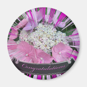 Hydrangea Pink & Blue Gefeliciteerd Magnet