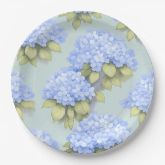 Hydrangea Plates | Duck Egg Blue Floral Party Papieren Bordje