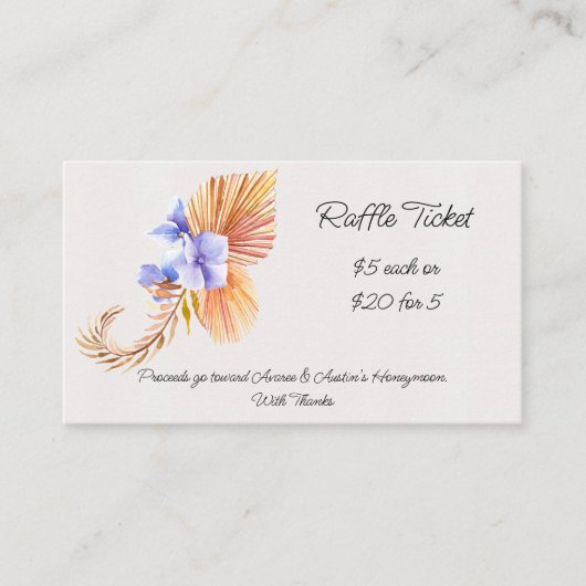 Hydrangea Raffle Ticket Informatiekaartje (Voorkant)