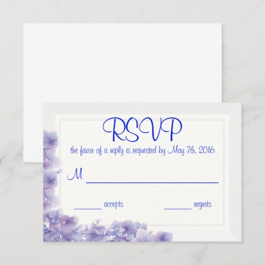Hydrangea-reactiekaart RSVP Kaartje (Voorkant / Achterkant)